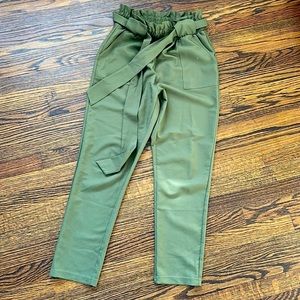 GRACE KARIN Women's Cropped Paper Bag Waist Pants with Pockets